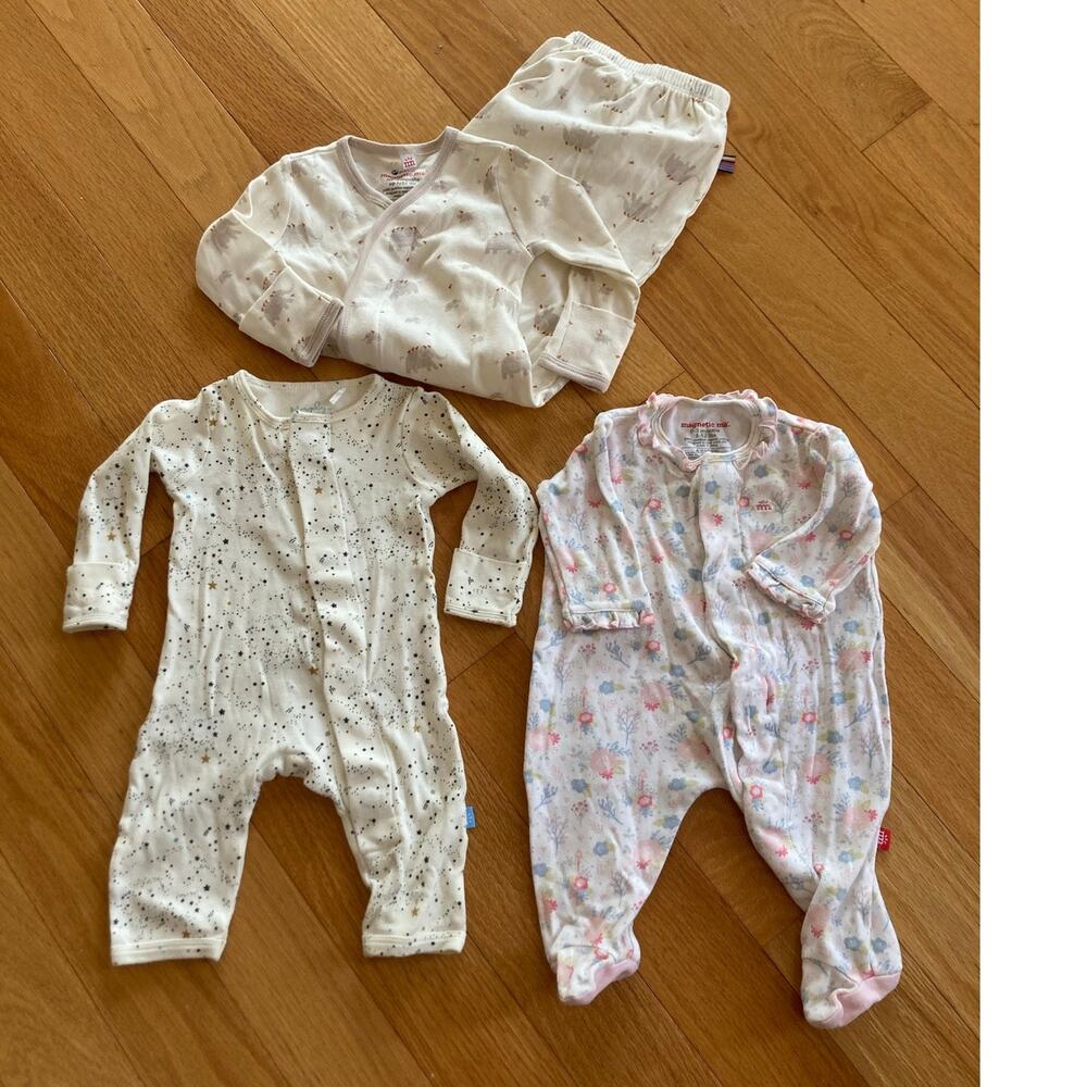 Magnetic Me 0-3 Bundle Footie Nightdress Romper Floral Frill Celestial Elephant